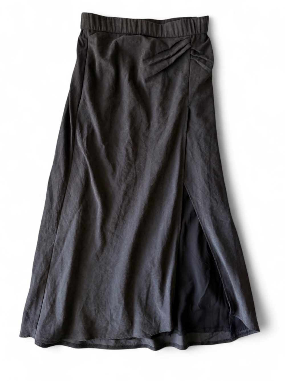 Princess Polly Black Midi Skirt with Side Slit Detail